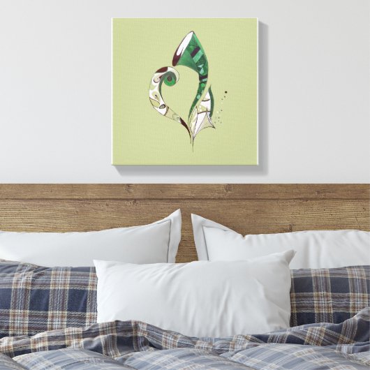Moderne abstracte groene handtekeninktafbeelding canvas afdruk (Insitu (Slaapkamer))
