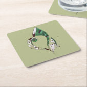 Moderne abstracte groene handtekeninktafbeelding kartonnen onderzetters (Schuin)