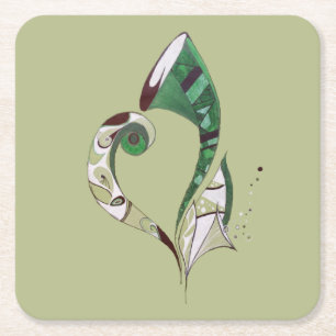Moderne abstracte groene handtekeninktafbeelding kartonnen onderzetters
