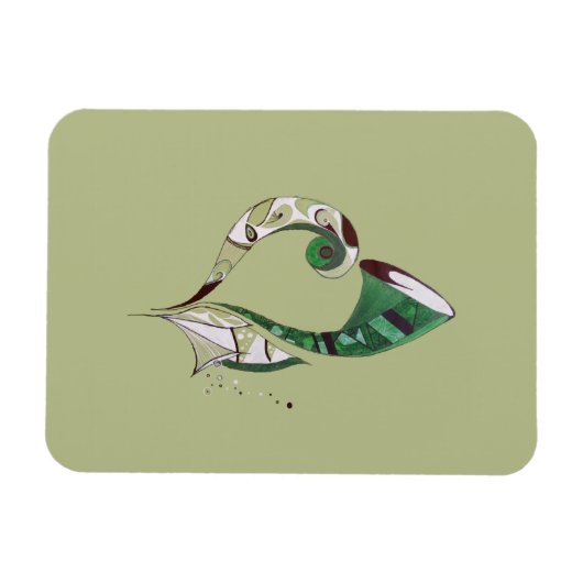 Moderne abstracte groene handtekeninktafbeelding magneet (Horizontaal)