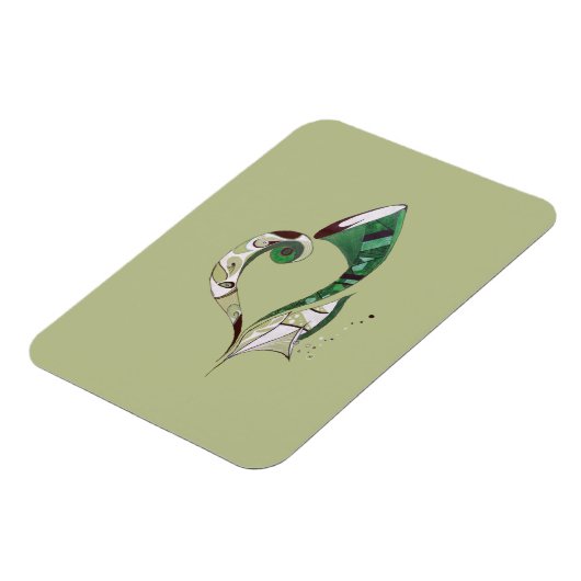 Moderne abstracte groene handtekeninktafbeelding magneet (Linkerzijde)