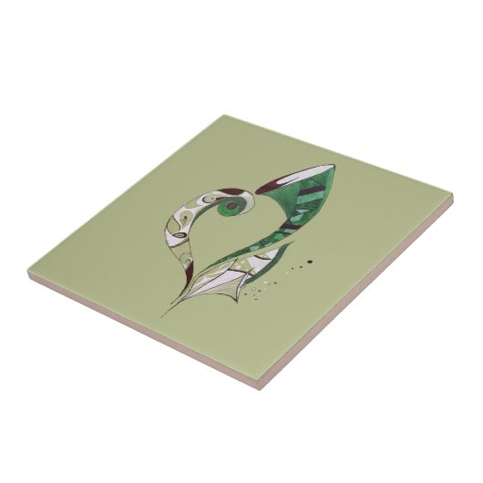 Moderne abstracte groene handtekeninktafbeelding tegeltje (Zijkant)