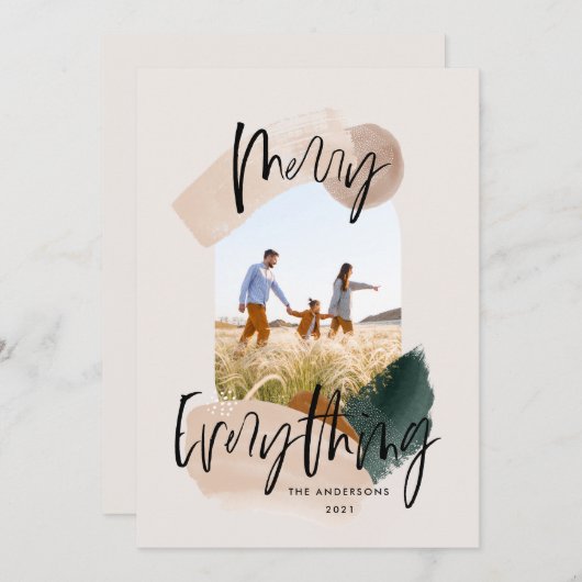 Moderne abstracte groene kerstfeestdag met fotogra aankondiging (Voorkant / Achterkant)