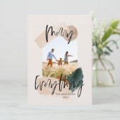 Moderne abstracte groene kerstfeestdag met fotogra aankondiging (Staand voorkant)