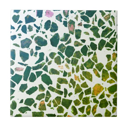 Moderne Abstracte groene marmeren steen Terrazzo Tegeltje (Voorkant)