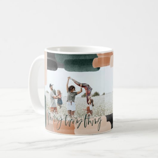 Moderne abstracte groene multi foto kerst koffiemok (Voorkant links)