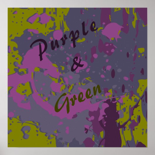 Moderne Abstracte Groene Paarse Vector Verf Splatt Poster (Voorkant)