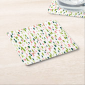 Moderne Abstracte groene roze sproeten Kartonnen Onderzetters (Schuin)