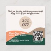 Moderne Abstracte groene Terra Cotta Yoga Kortingskaartje (Achterkant)