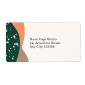 Moderne Abstracte groene Terra Cotta Yoga Studio Etiket (Voorkant)