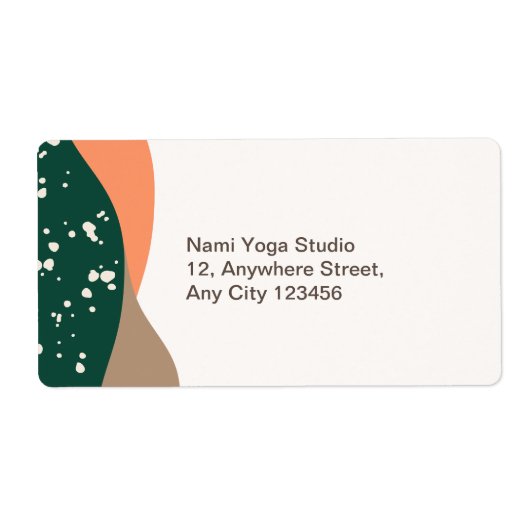 Moderne Abstracte groene Terra Cotta Yoga Studio Etiket (Voorkant)