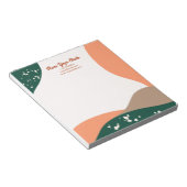 Moderne Abstracte groene Terra Cotta Yoga Studio Notitieblok (Schuin)