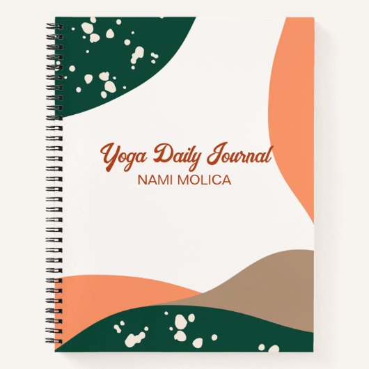 Moderne Abstracte groene Terra Cotta Yoga Studio Notitieboek (Voorkant)