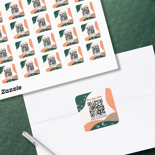 Moderne Abstracte groene Terra Cotta Yoga Studio Vierkante Sticker