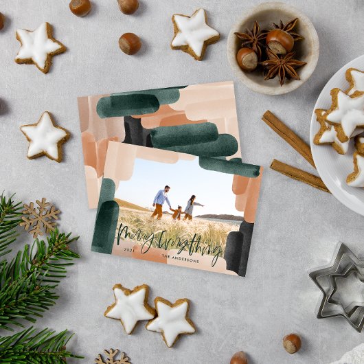 Moderne abstracte groene volledige aftapklep 1 fot feestdagenkaart