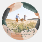 Moderne abstracte groene volledige aftapklep 1 fot ronde sticker (Voorkant)