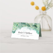 Moderne Abstracte Groene Waterverf Bindende Plaats Plaatskaartje (Achterkant)