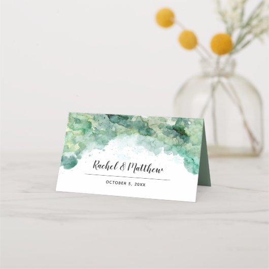 Moderne Abstracte Groene Waterverf Bindende Plaats Plaatskaartje (Achterkant)