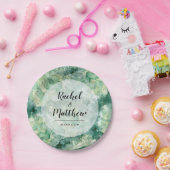 Moderne Abstracte Groene Waterverf Bruiloft Papieren Bordje (Feest)