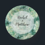 Moderne Abstracte Groene Waterverf Bruiloft Papieren Bordje<br><div class="desc">Papieren borden in 2 maten met een elegante waterverf in groene tinten van de bleke jade tot donkere smaragd met uw namen en trouwdatum in chique letters in het midden. **TIP: Klik op de knop AANPASSEN (of pas verdere koppeling aan bij het personaliseren) om informatie toe te voegen, te verwijderen,...</div>