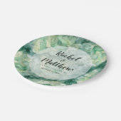Moderne Abstracte Groene Waterverf Bruiloft Papieren Bordje (Gekanteld)