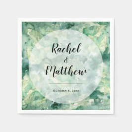 Moderne Abstracte Groene Waterverf Bruiloft Servet