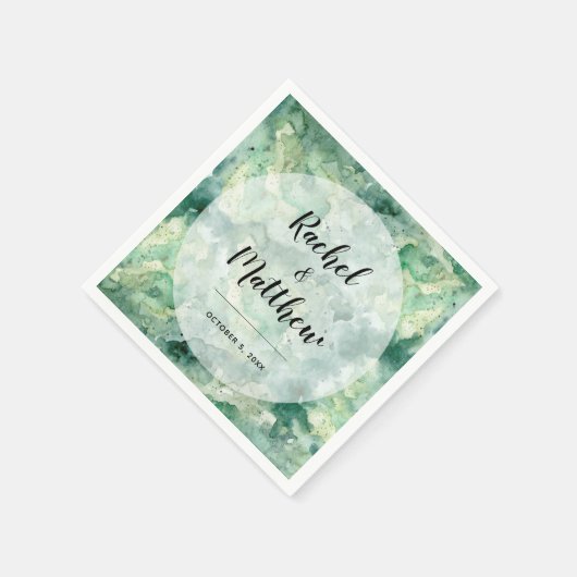 Moderne Abstracte Groene Waterverf Bruiloft Servet (Hoek)