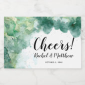 Moderne Abstracte groene Waterverf Mini Sparkling Wijnetiket (Enkel label)