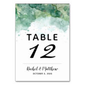 Moderne Abstracte Groene Waterverf Tafelnummers (Achterkant)