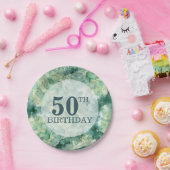 Moderne Abstracte Groene Waterverf Verjaardag Papieren Bordje (Feest)