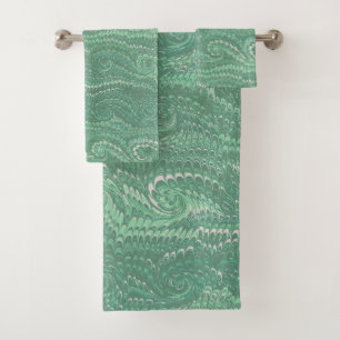 Moderne Abstracte groene wervelingen marmeren patr Bad Handdoek