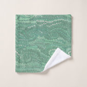 Moderne Abstracte groene wervelingen marmeren patr Bad Handdoek (Wasdoekje)