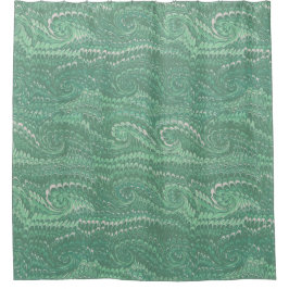 Moderne Abstracte groene wervelingen marmeren patr Douchegordijn