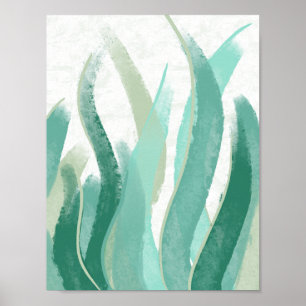 Moderne Abstracte Groene zee Grass waterverf decor Poster
