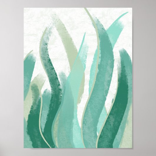 Moderne Abstracte Groene zee Grass waterverf decor Poster (Voorkant)