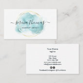 Moderne Abstracte handtekening Aqua Gold Visitekaa Visitekaartje (Voorkant / Achterkant)