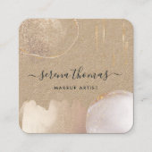 Moderne Abstracte handtekening Blush Gold waterver Vierkante Visitekaartje (Voorkant)