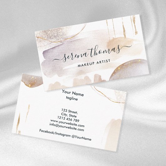 Moderne Abstracte handtekening Blush Gold waterver Visitekaartje