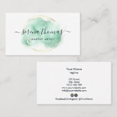 Moderne Abstracte handtekening Mint Gold Visitekaartje (Voorkant / Achterkant)