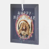 Moderne Abstracte Happy Nieuwjaar 2023 Foto Glas Ornament (Voorkant links)