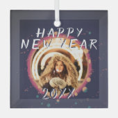 Moderne Abstracte Happy Nieuwjaar 2023 Foto Glas Ornament (Voorkant)