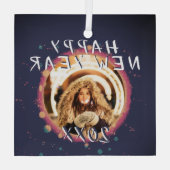 Moderne Abstracte Happy Nieuwjaar 2023 Foto Glas Ornament (Achterkant)