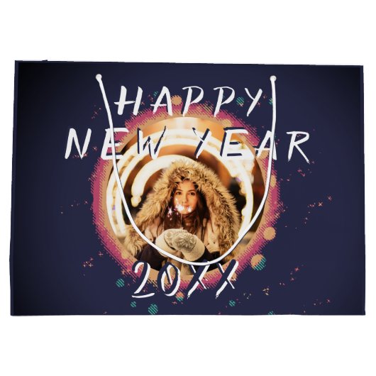 Moderne Abstracte Happy Nieuwjaar 2023 Foto Groot Cadeauzakje (Achterkant)
