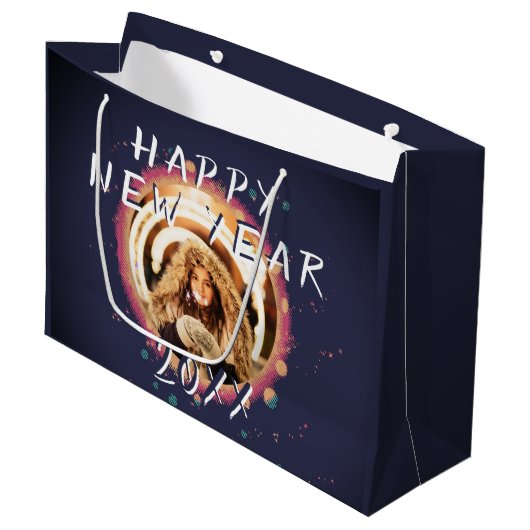 Moderne Abstracte Happy Nieuwjaar 2023 Foto Groot Cadeauzakje (Voorkant Gekanteld)