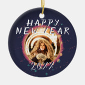 Moderne Abstracte Happy Nieuwjaar 2023 Foto Keramisch Ornament (Voorkant)