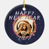 Moderne Abstracte Happy Nieuwjaar 2023 Foto Keramisch Ornament (Achterkant)