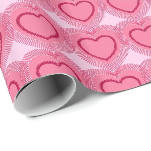Moderne Abstracte harten - Azalea Pink Cadeaupapier (Rol Hoek)