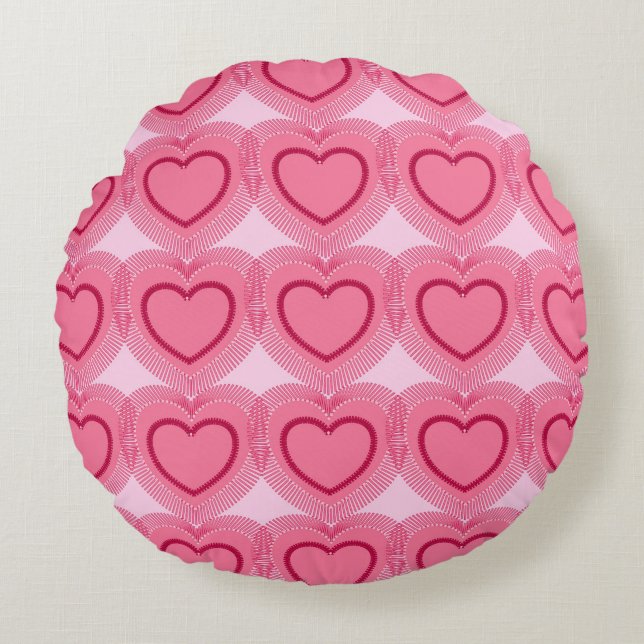 Moderne Abstracte harten - Azalea Pink Rond Kussen (Voorkant)