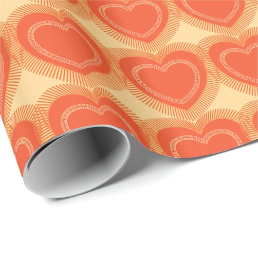 Moderne Abstracte harten - Mandarijns Sinaasappel Cadeaupapier (Rol Hoek)