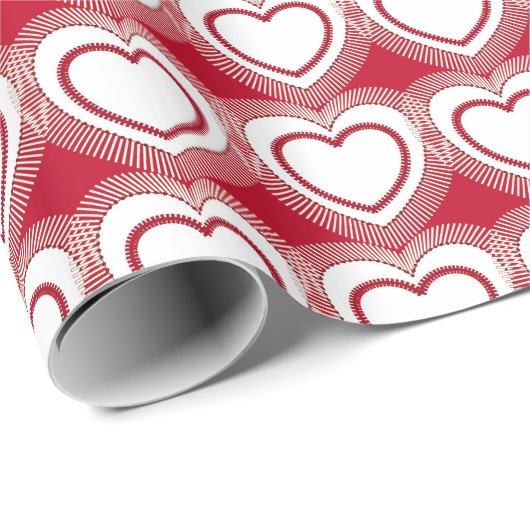 Moderne Abstracte harten - Rood en wit Cadeaupapier (Rol Hoek)